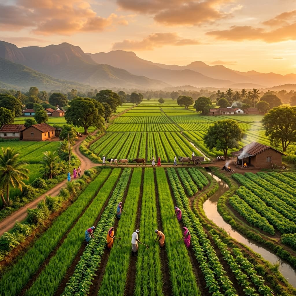 Aerial view of Indian farmland